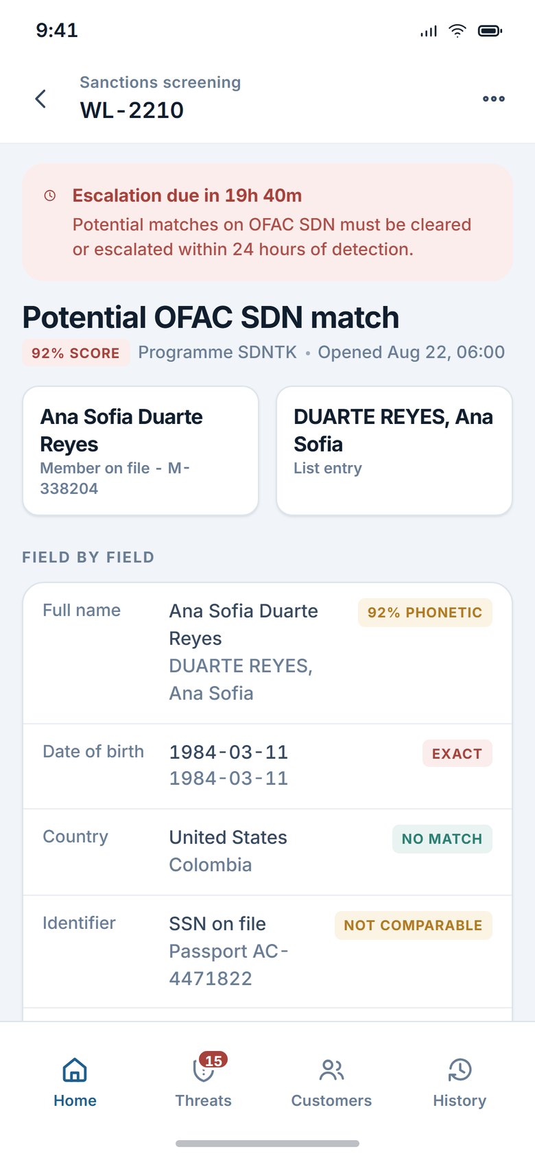 Watch-list match